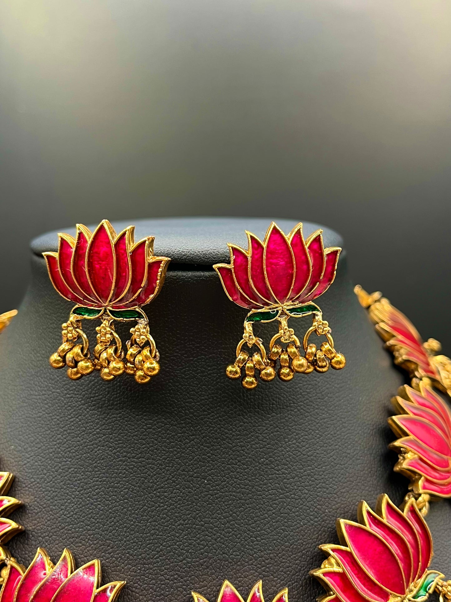 Padmini - Lotus Necklace Set | Trending Vibrant Lotus Jewellery with Earrings