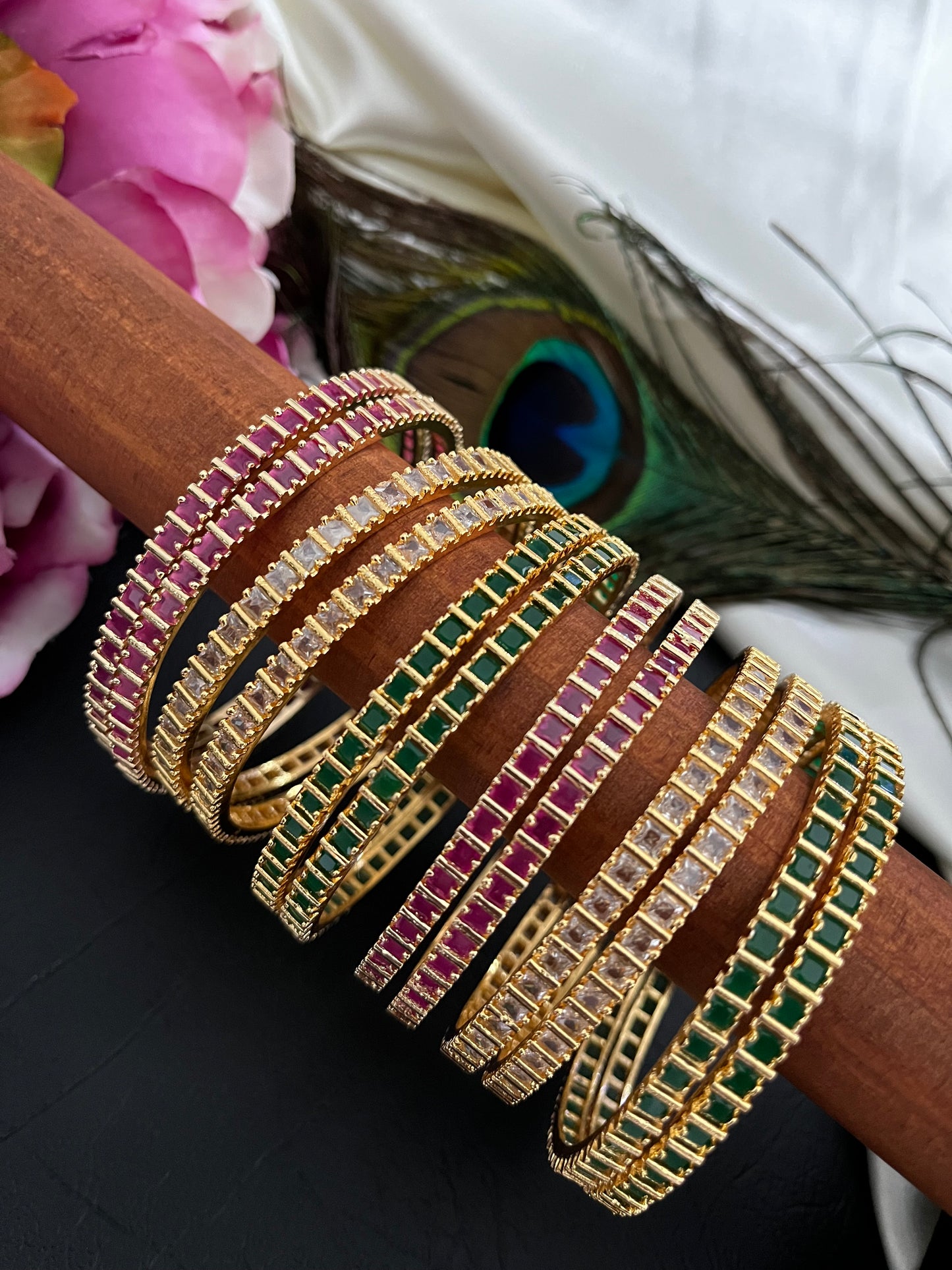 Aira - CZ Line Bangles (Pair)