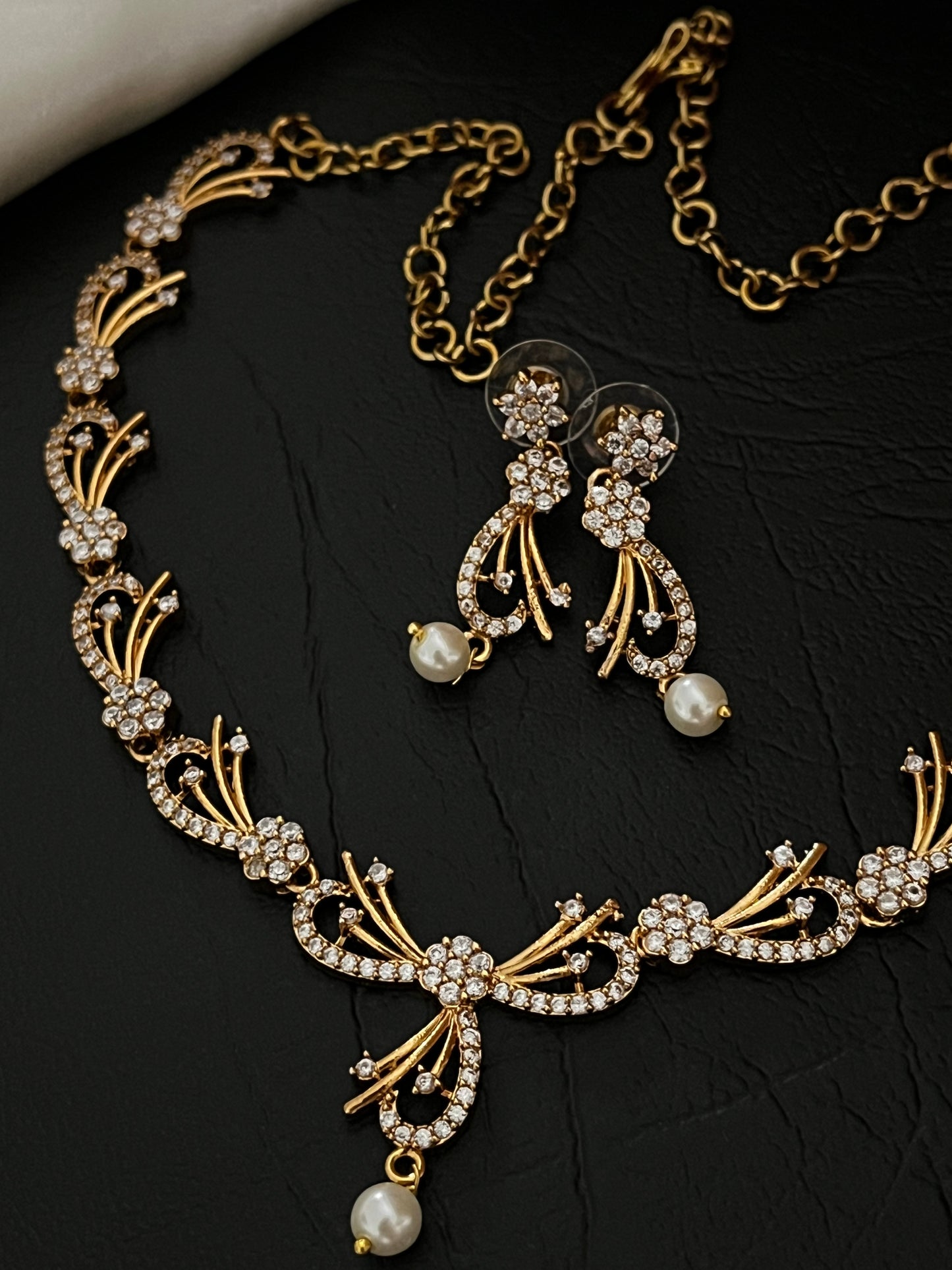 Aurelia - CZ Pearl Drop Necklace Set