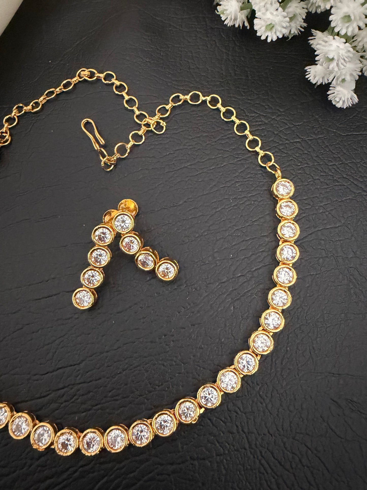 Ella Necklace Set – Gold-Tone Cubic Zirconia Necklace & Earrings