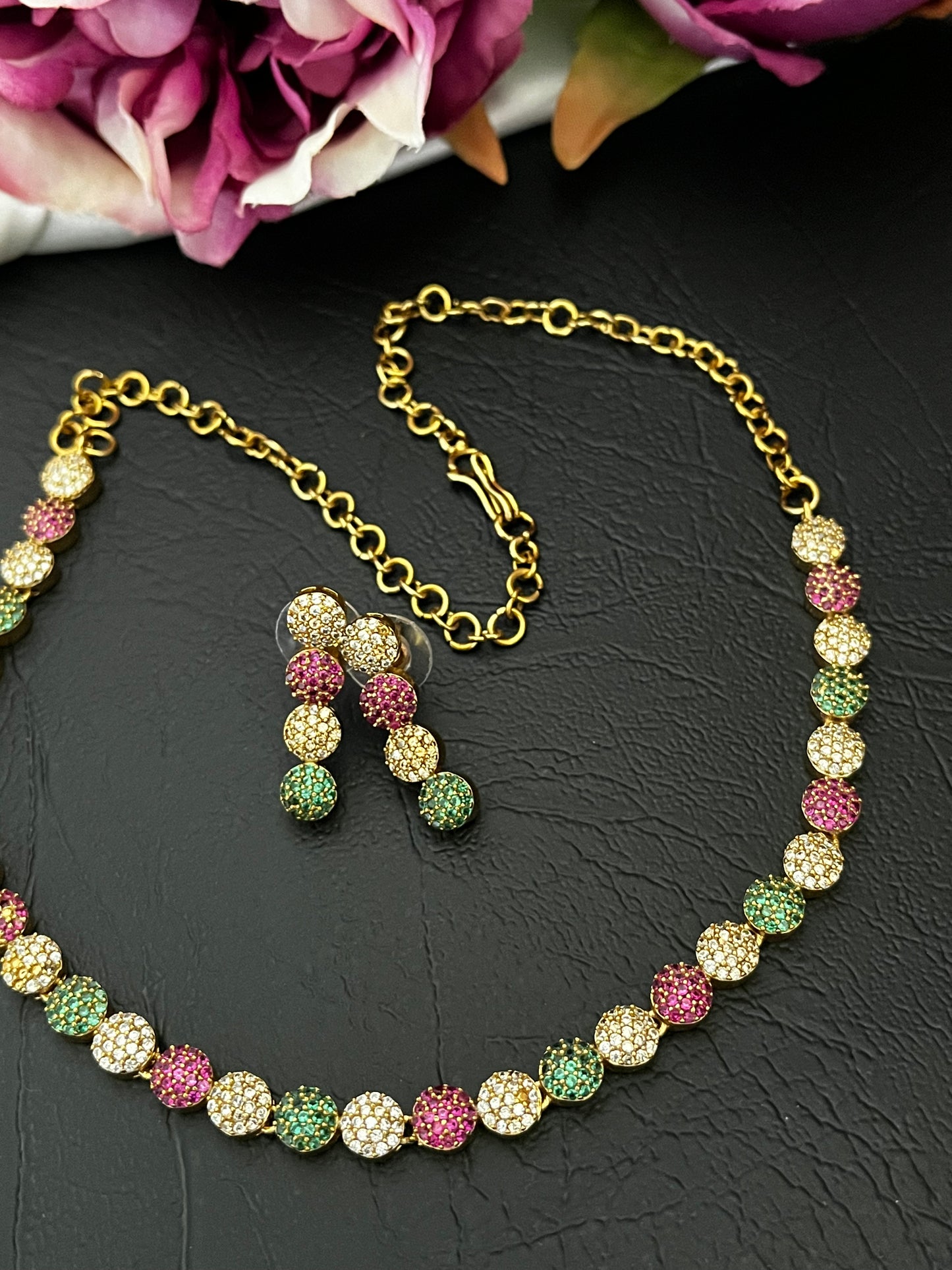 Belle - CZ Multi-Colour Ball Necklace Set