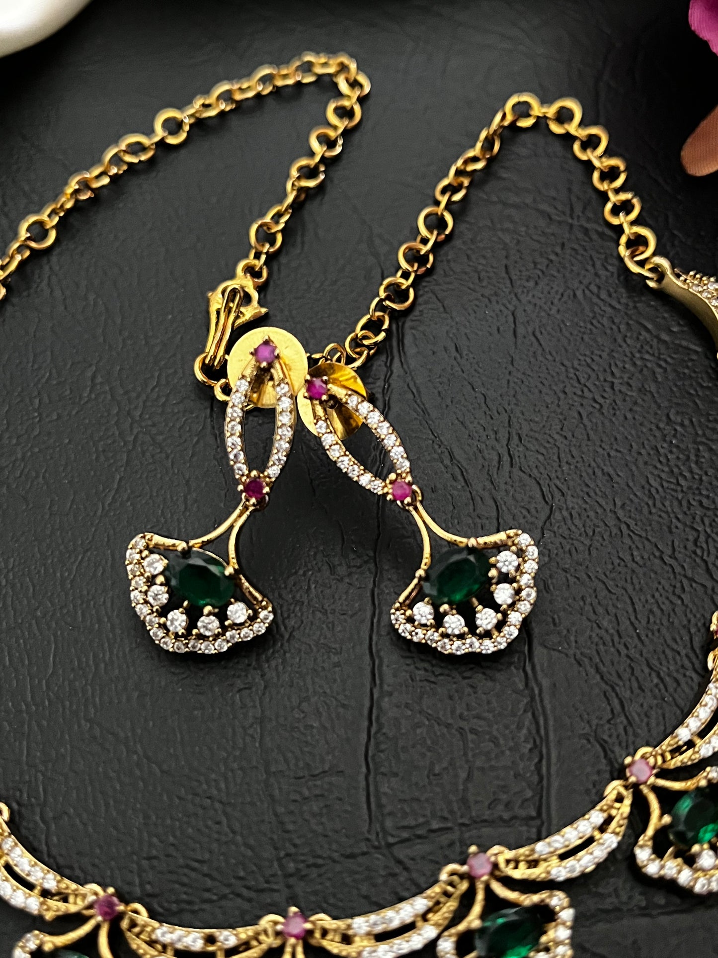 Anika - CZ Floral Necklace set V2