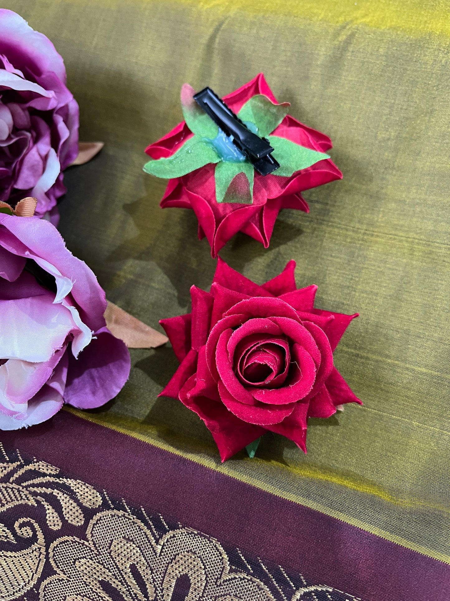 Taara- Rose Bloom Hair Accessory – Taapsee Pannu Inspired Red Rose Hairstyle Accessory for Weddings & Festive Wear