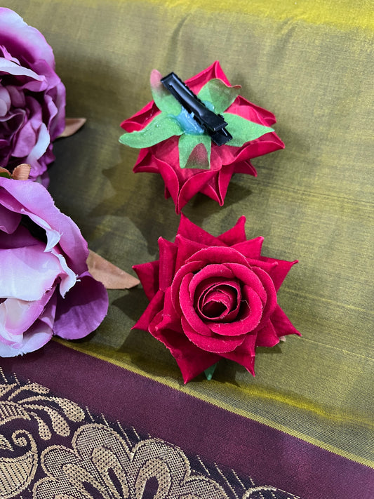 Taara- Rose Bloom Hair Accessory – Taapsee Pannu Inspired Red Rose Hairstyle Accessory for Weddings & Festive Wear