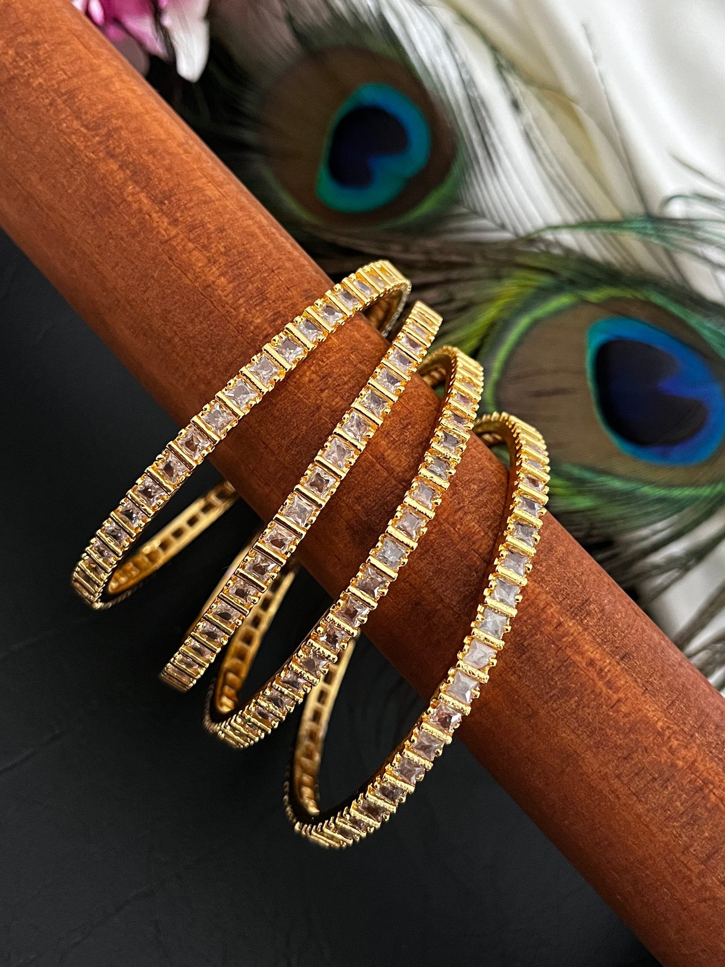Aira - CZ Line Bangles (Pair)
