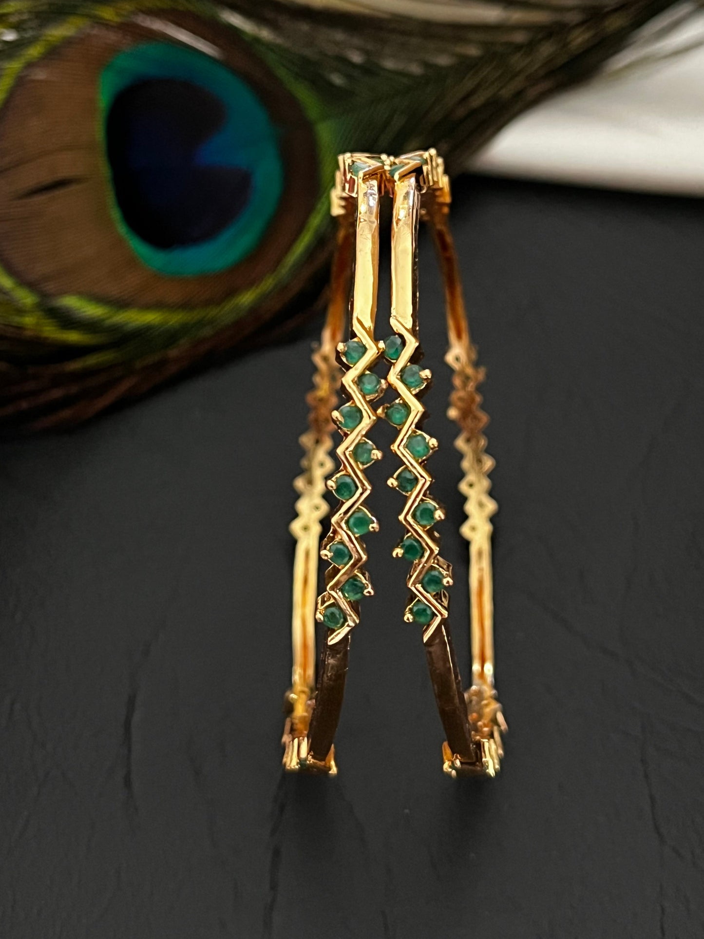 Ziva - CZ Chevron Bangles (Pair)