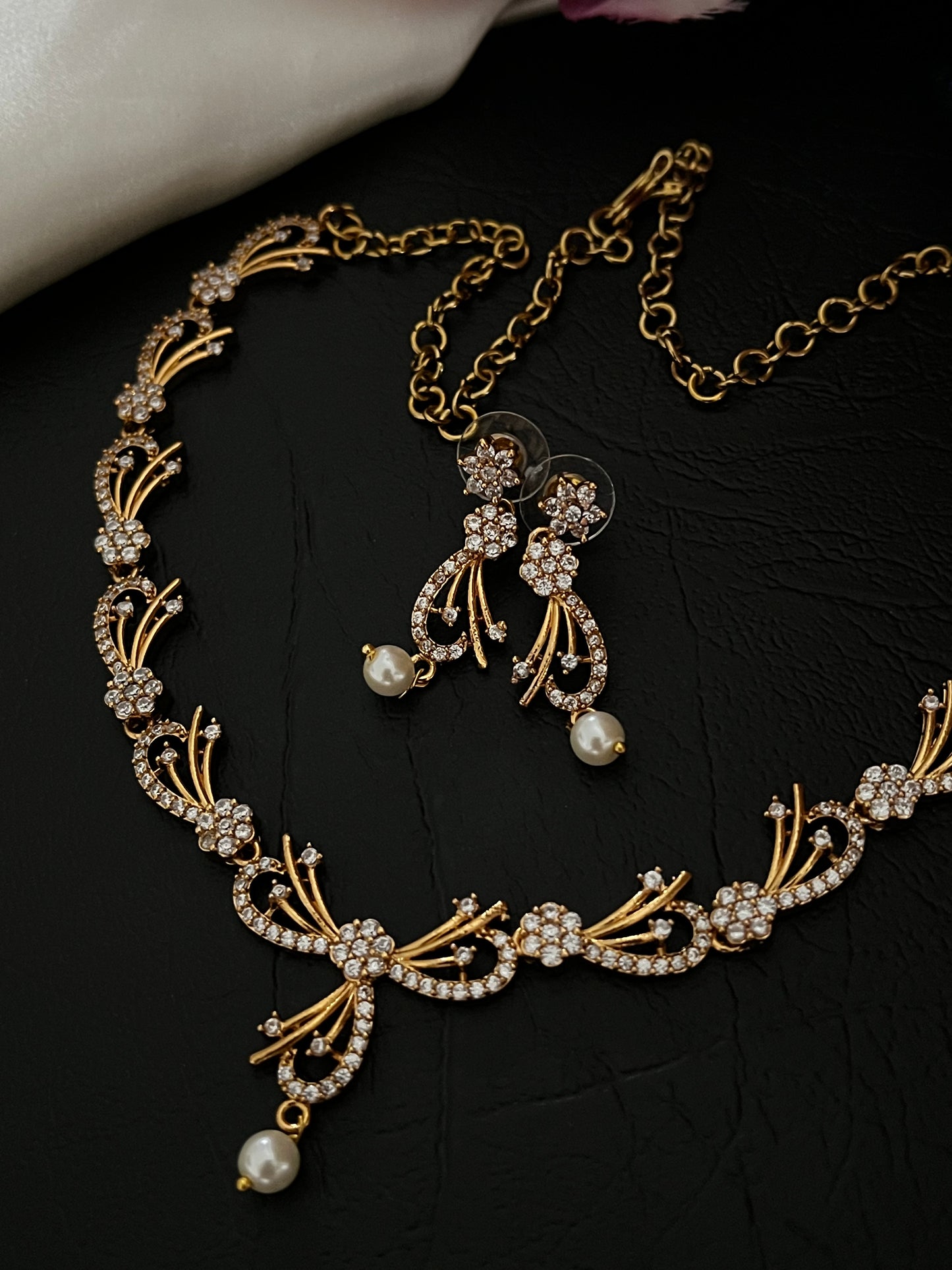 Aurelia - CZ Pearl Drop Necklace Set