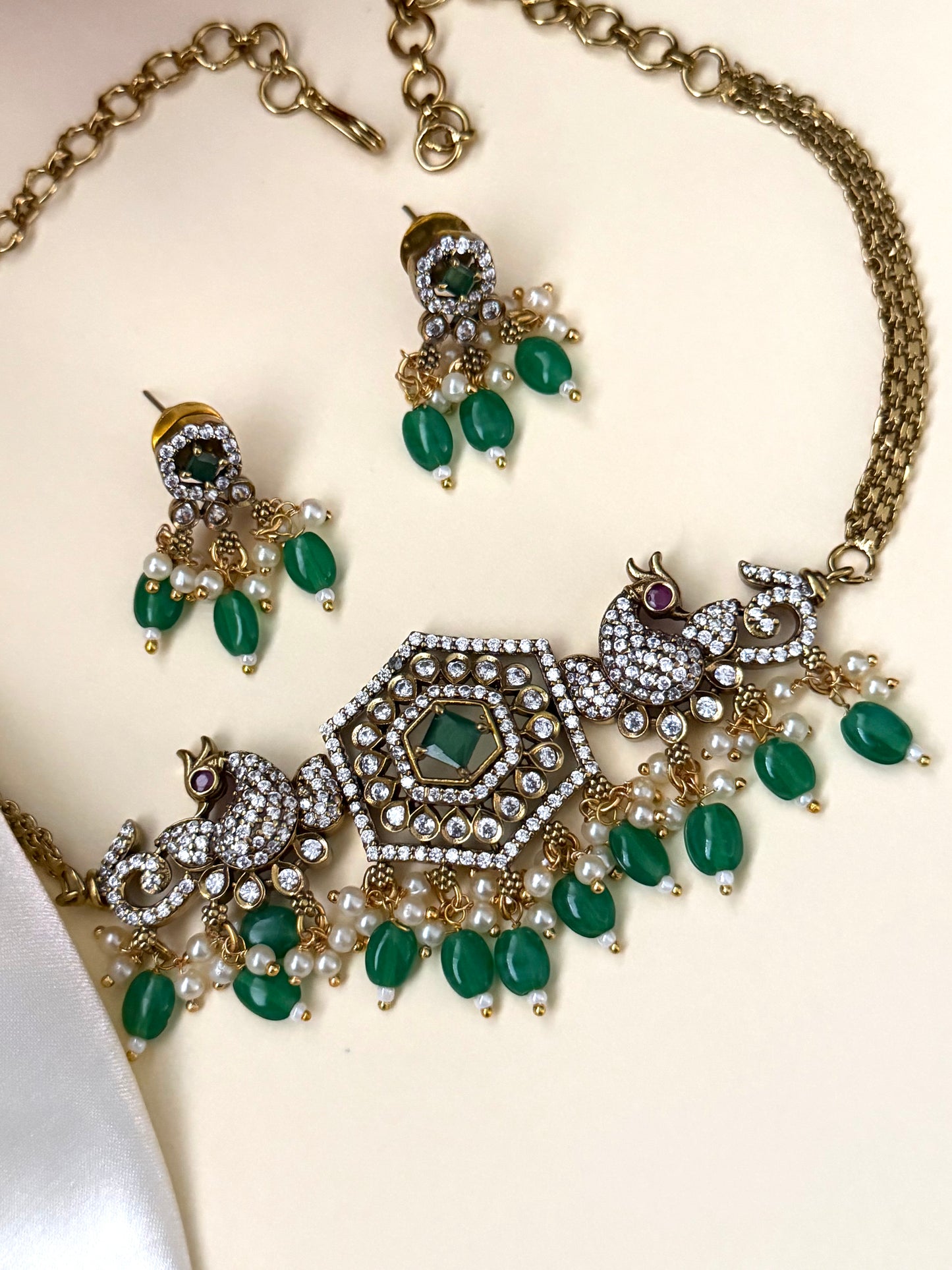 Mayurini - Peacock CZ Choker Set