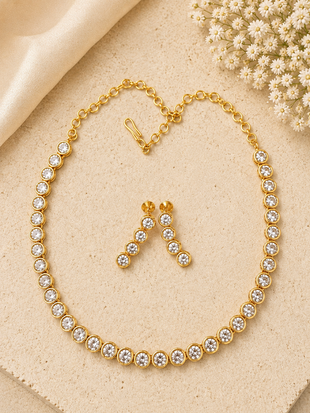 Ella Necklace Set – Gold-Tone Cubic Zirconia Necklace & Earrings