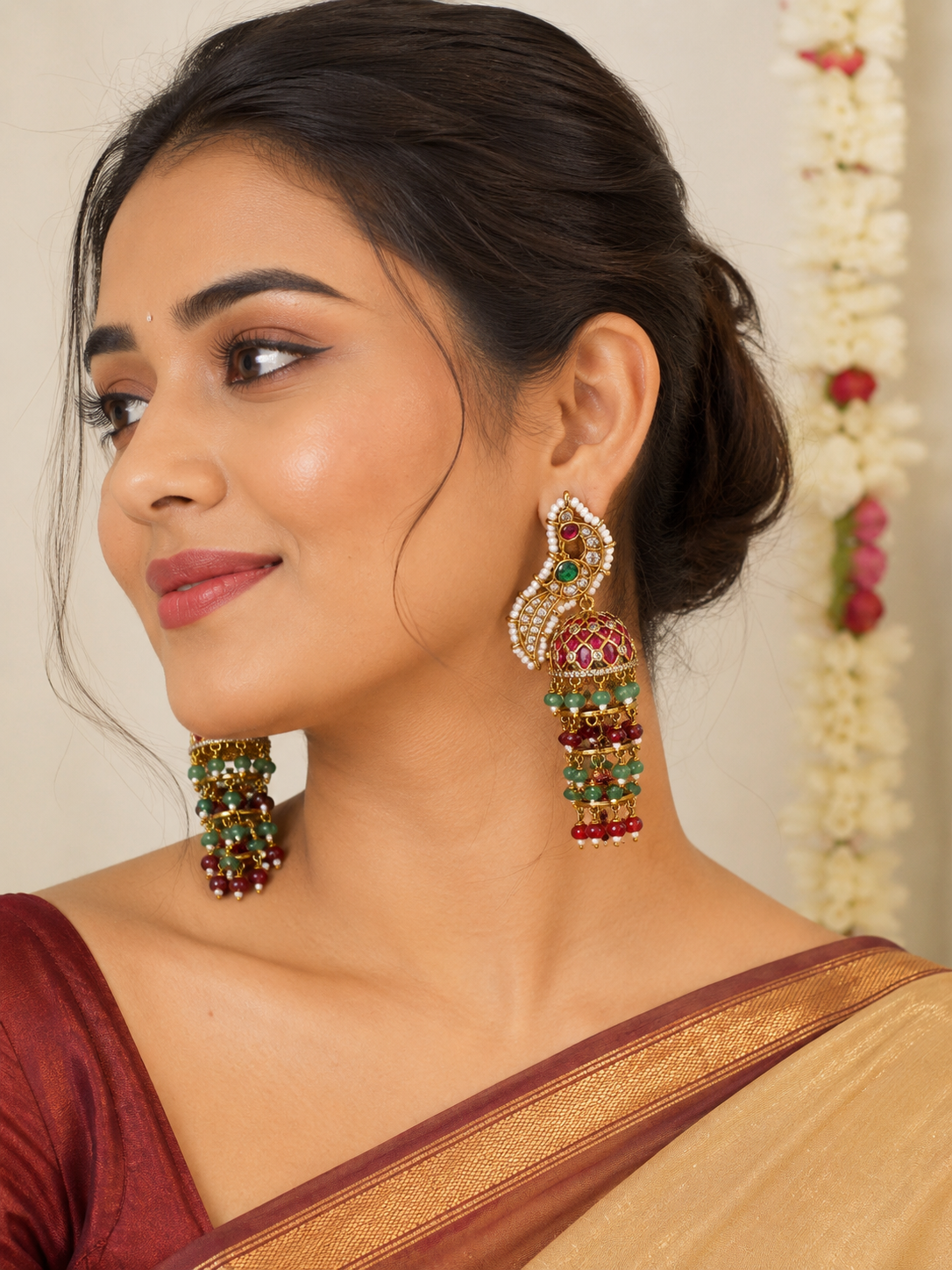 Meher Peacock Jhumka Earrings