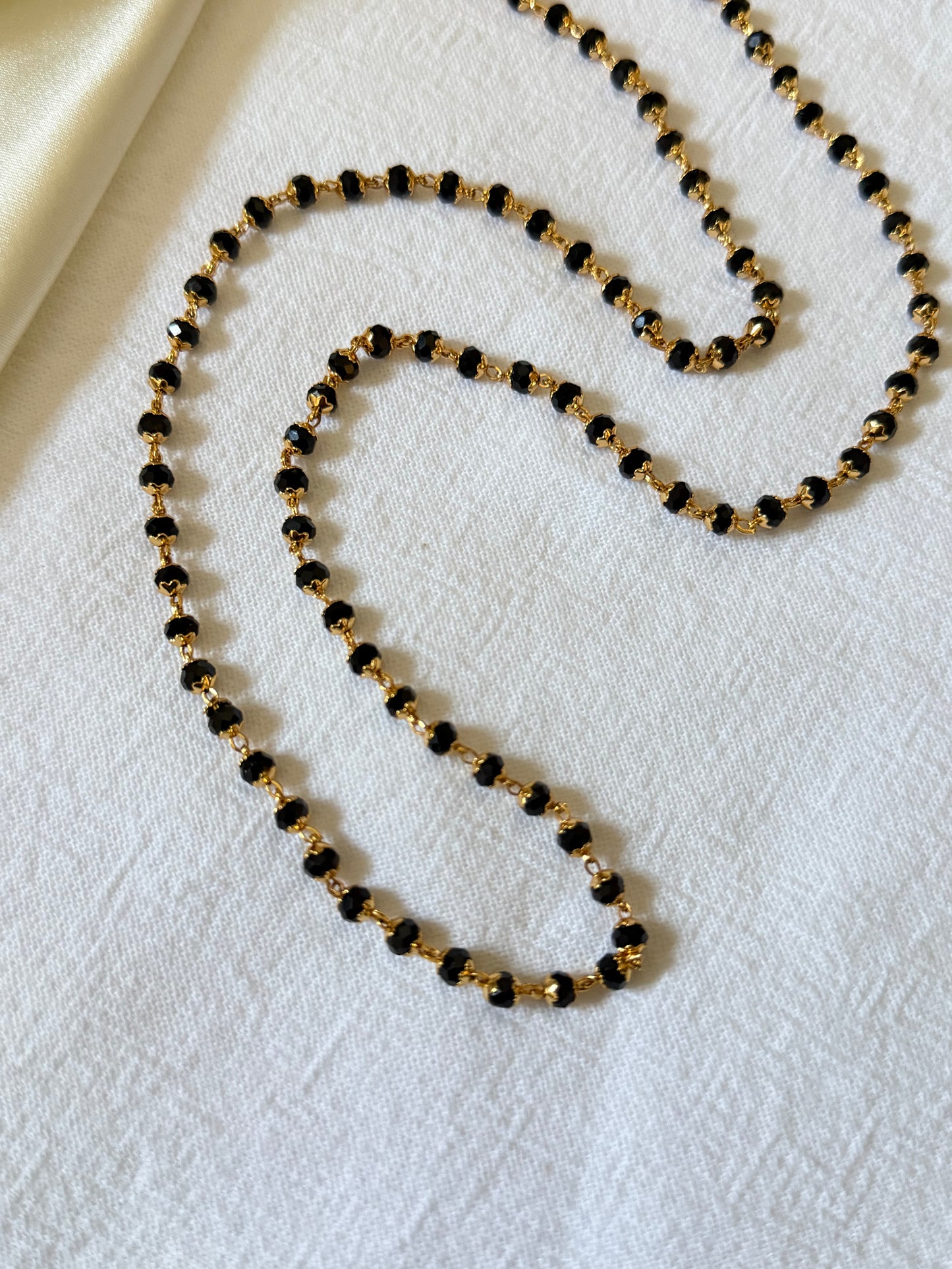 Nila Black Crystal Karimani Mala – Micro Gold Plated
