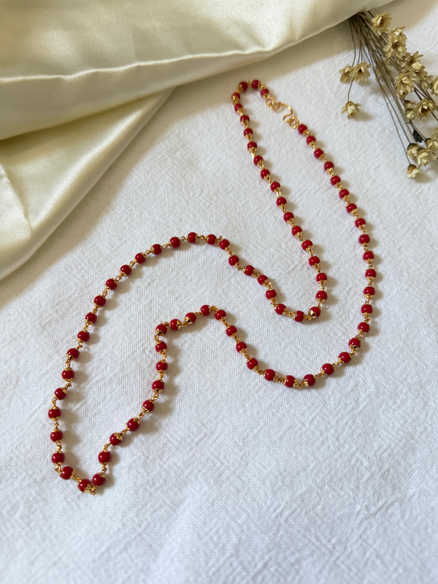 Ruhani Coral Red Beaded Chain
