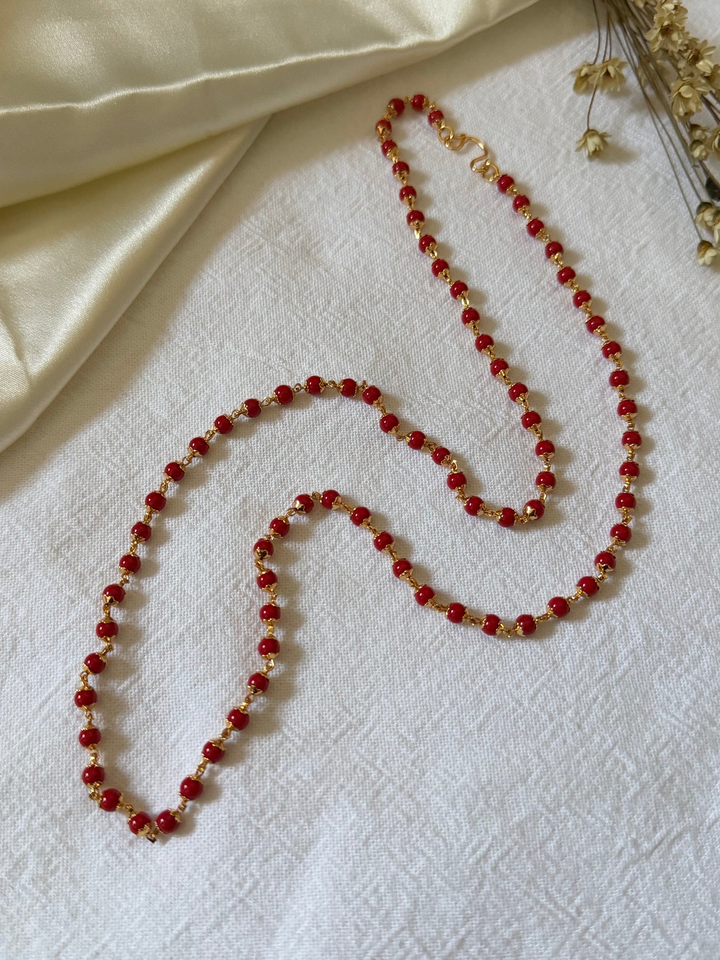 Ruhani Coral Red Beaded Chain