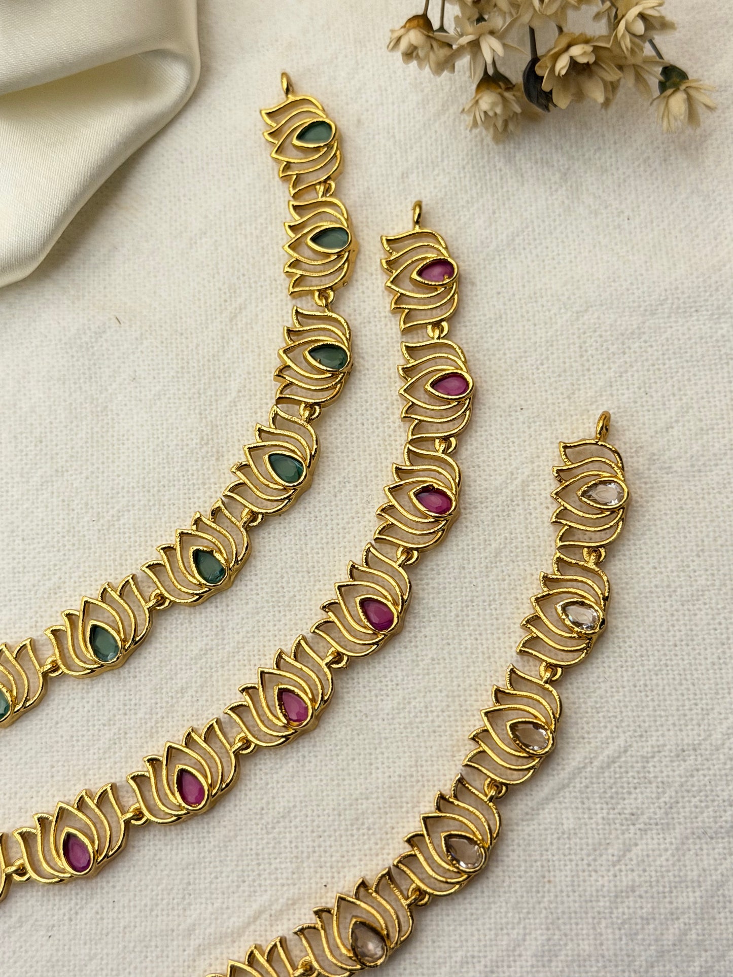 Grace Padma - Lotus Necklace & Stud Earrings Set – Micro Gold Plated Indian Jewellery