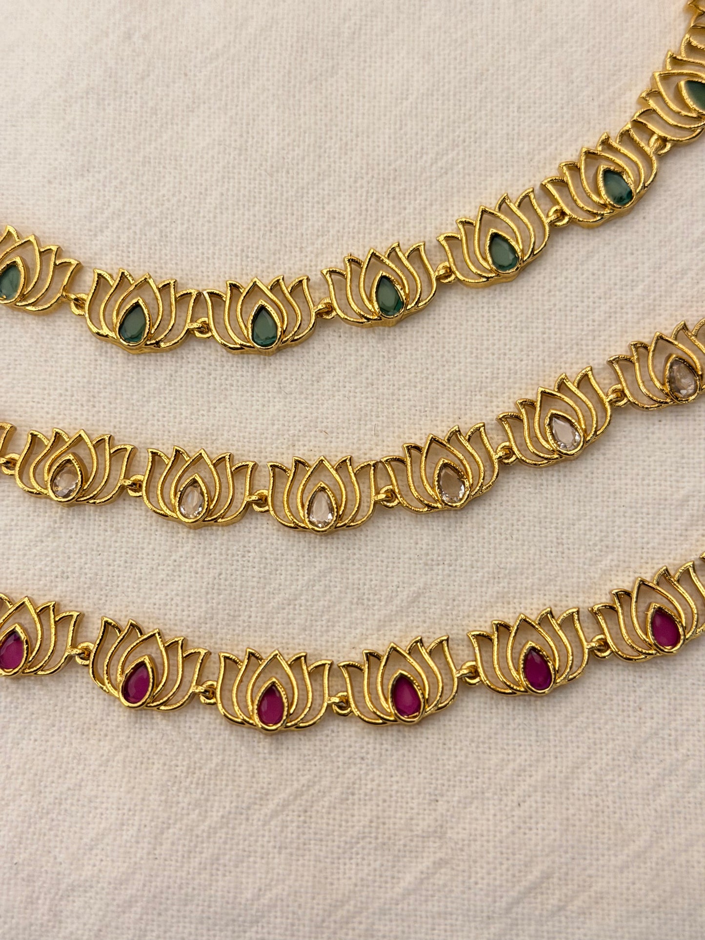 Grace Padma - Lotus Necklace & Stud Earrings Set – Micro Gold Plated Indian Jewellery