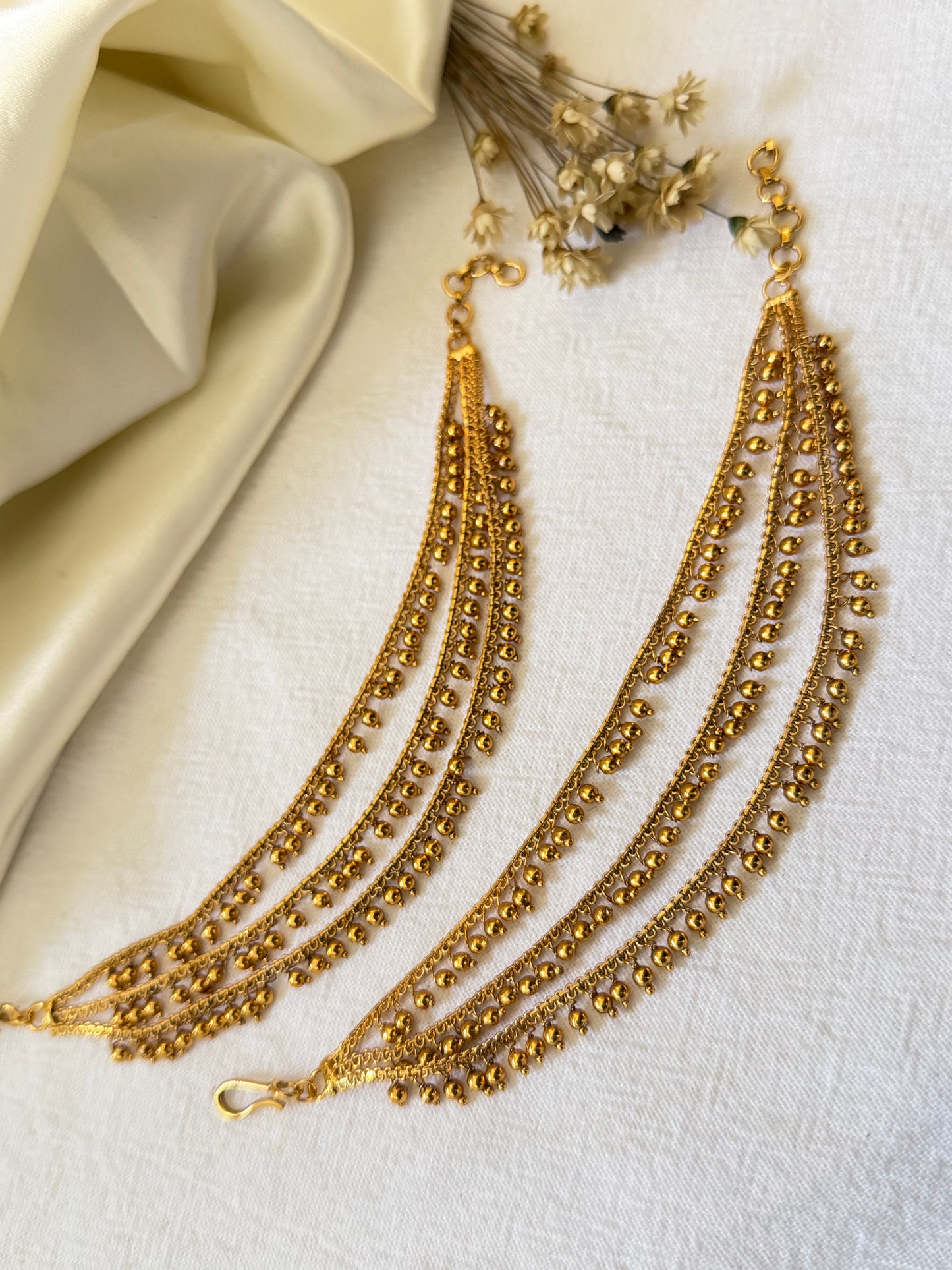 Noor - Sehara Ear Chain – 2, 3 & 5 Layer Gold-Tone Jhumka Hair Chain Australia