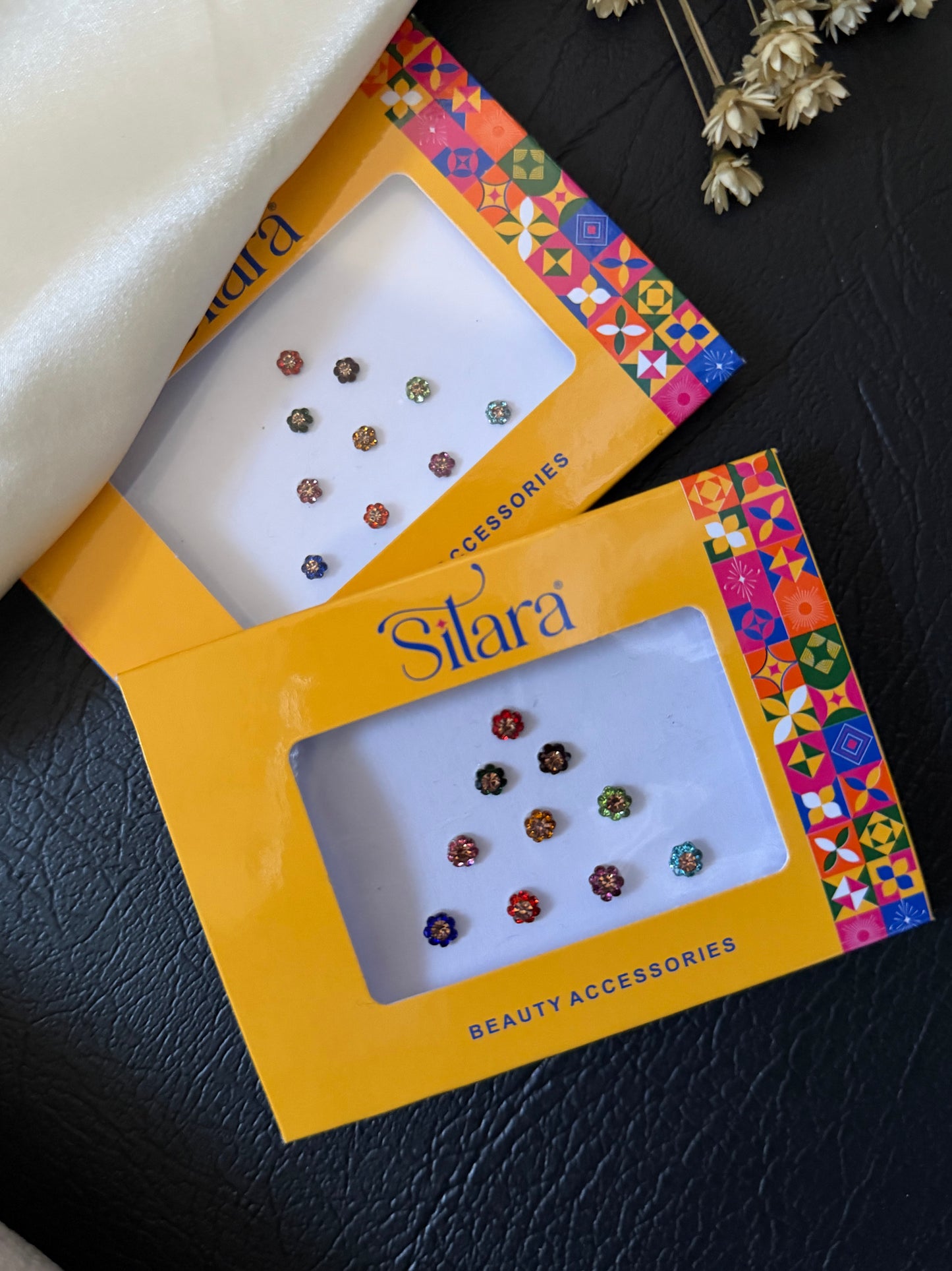 Rangoli - Multicoloured Crystal Bindi – 10-Piece Assorted Pottu or Bottu Pack