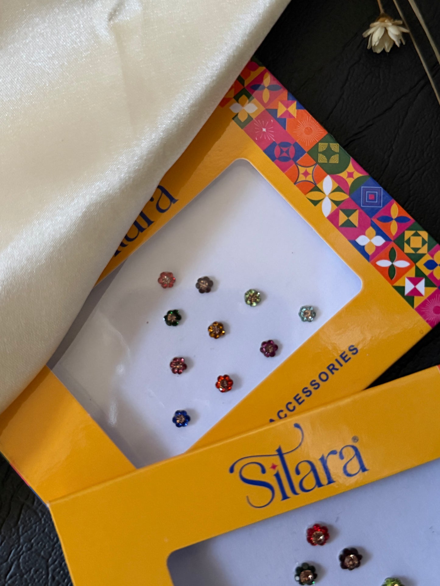 Rangoli - Multicoloured Crystal Bindi – 10-Piece Assorted Pottu or Bottu Pack