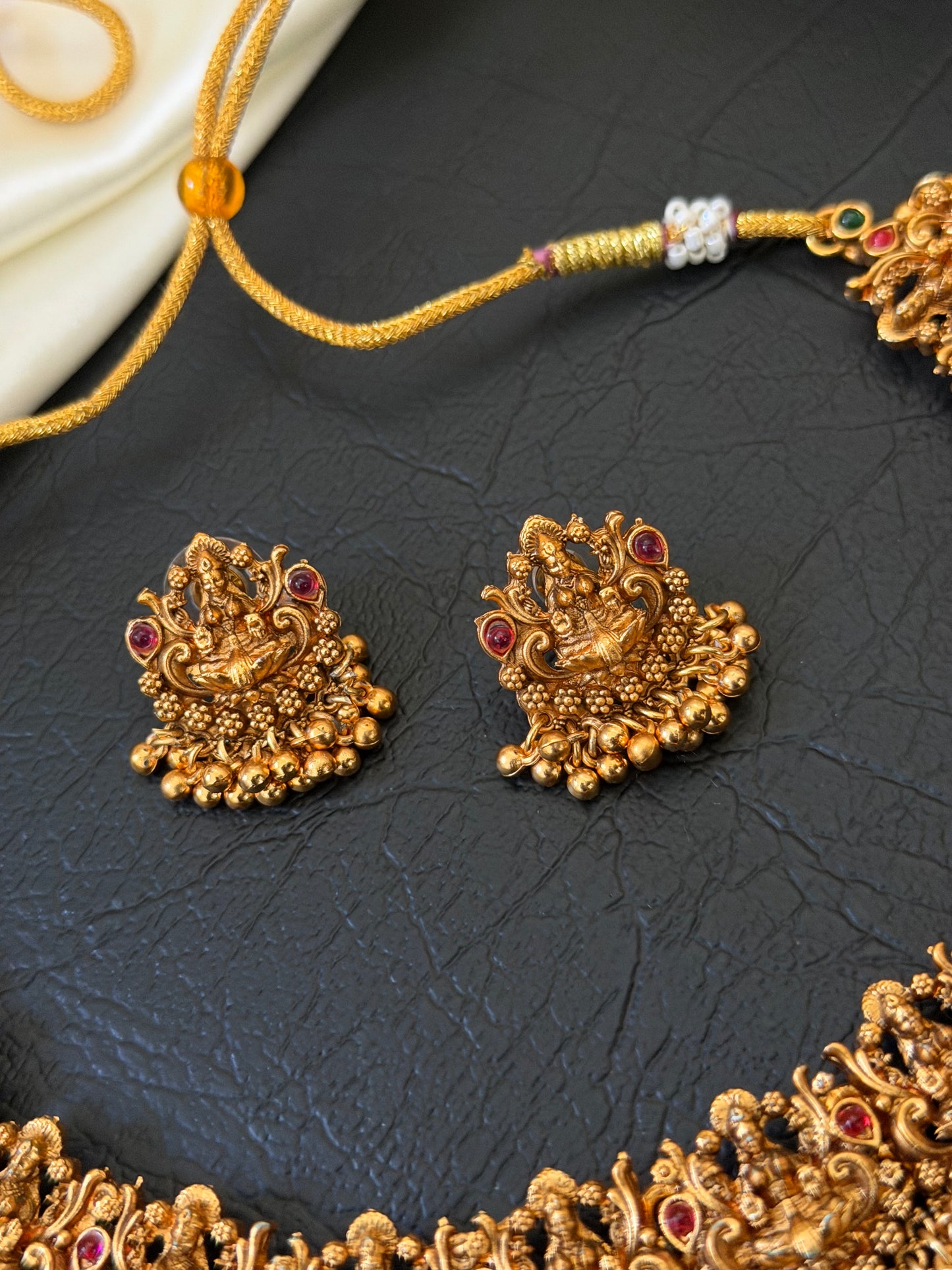 Kripa – Gold-Tone Lakshmi Indian Temple Jewellery Necklace Set
