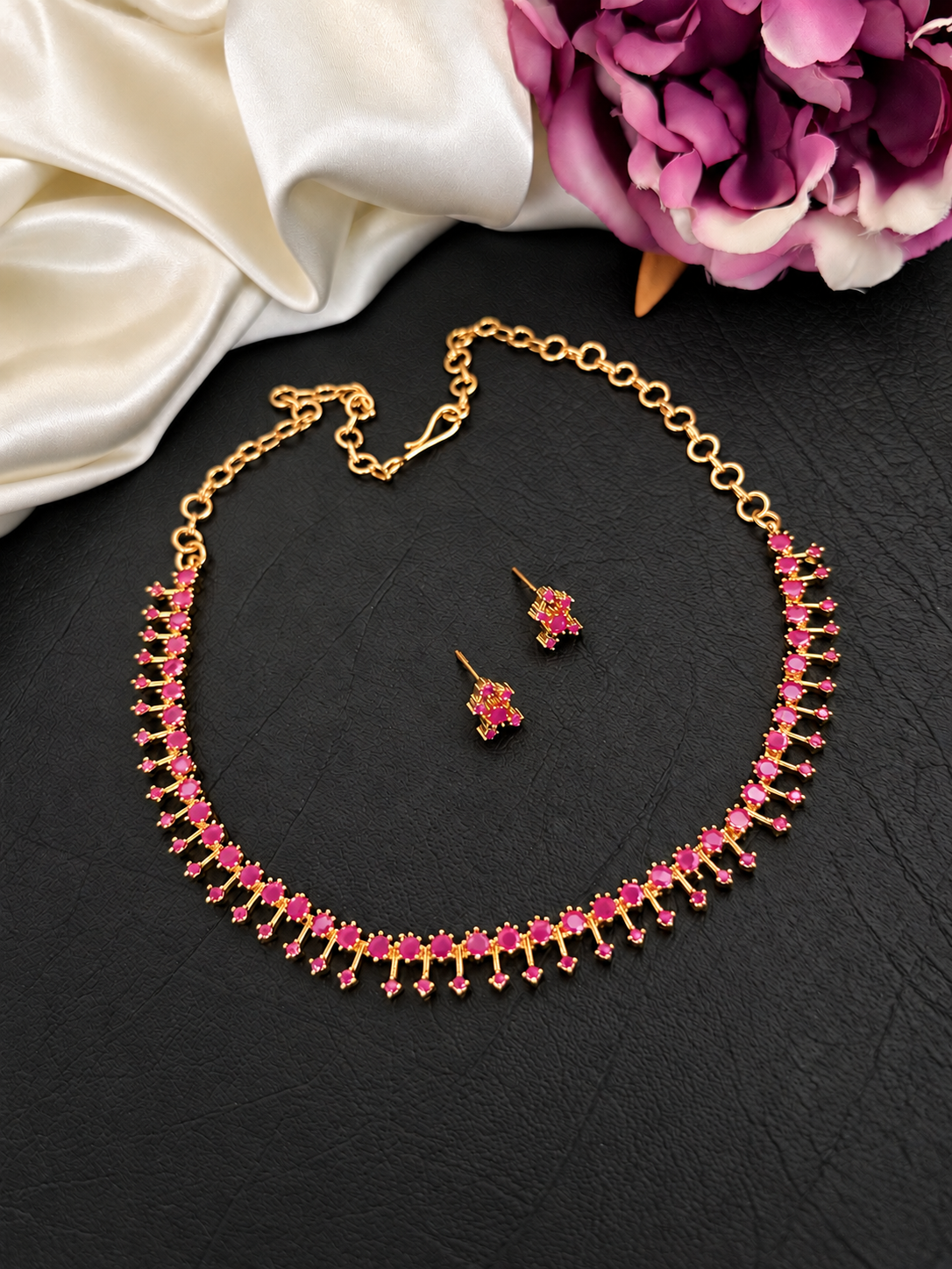 Ziya – Gold-Tone Cubic Zirconia Stone Necklace Set