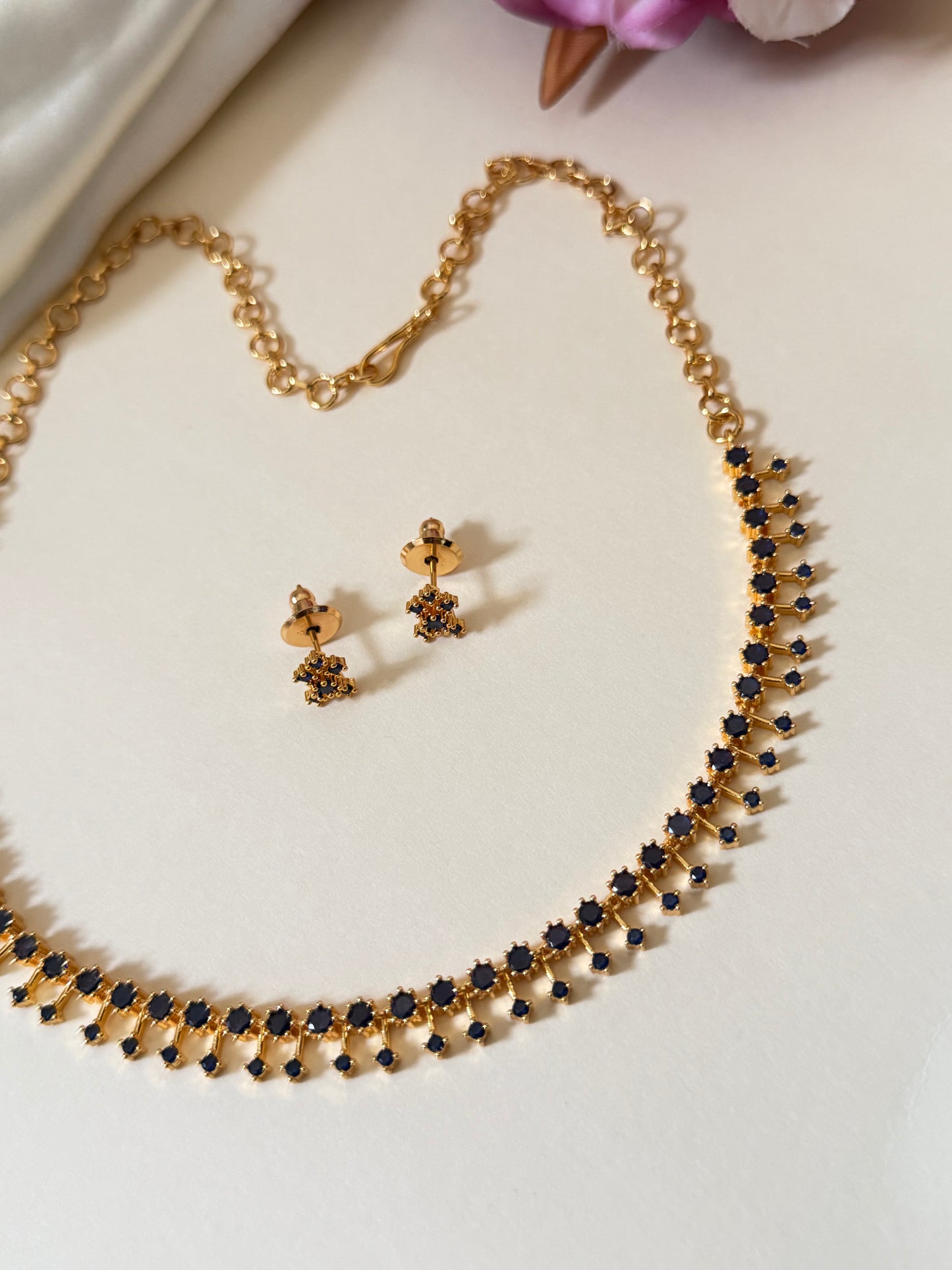 Ziya – Gold-Tone Cubic Zirconia Stone Necklace Set
