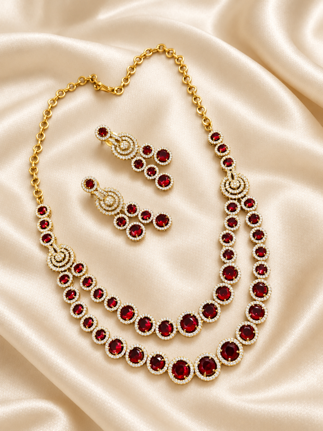 Clara - Victorian-Style Antique Gold Stone Necklace Set
