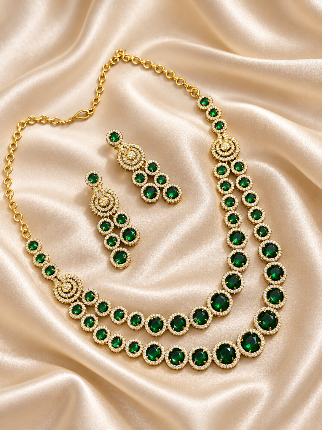 Clara - Victorian-Style Antique Gold Stone Necklace Set
