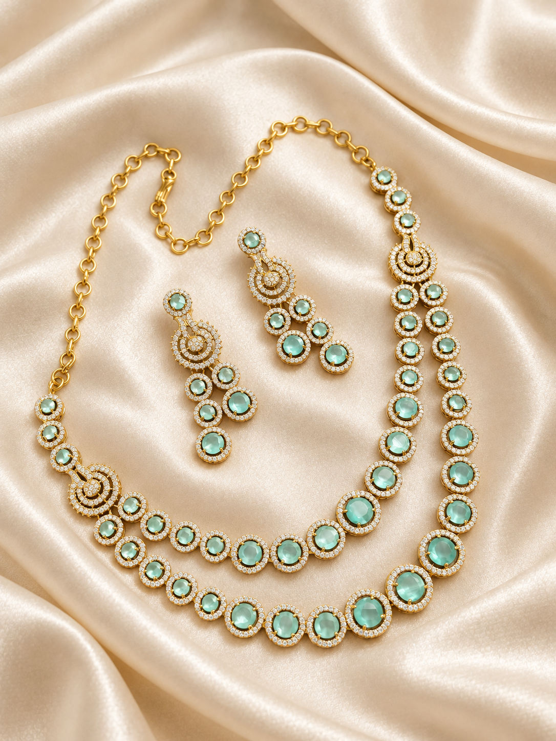 Clara - Victorian-Style Antique Gold Stone Necklace Set