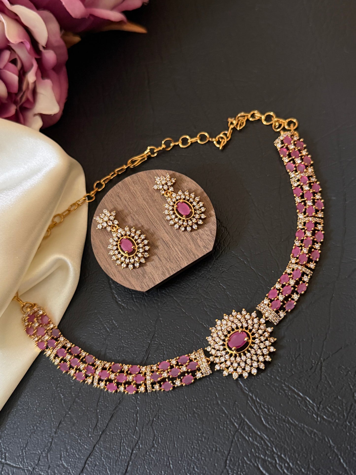 Prana - Ruby & Emerald CZ Necklace Set