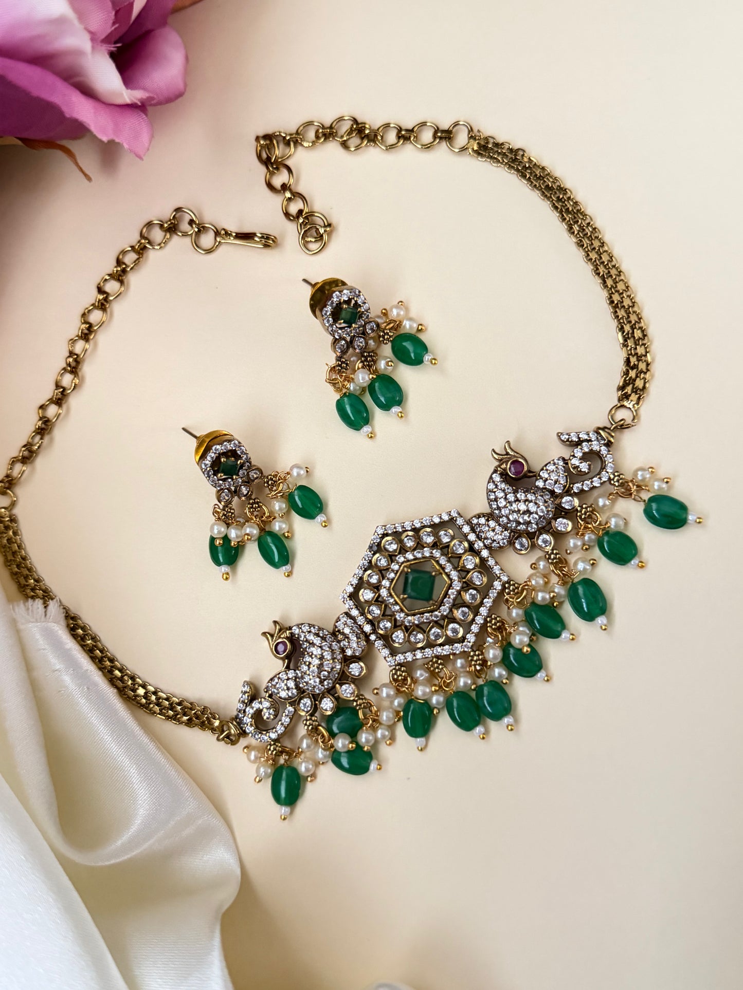 Mayurini - Peacock CZ Choker Set