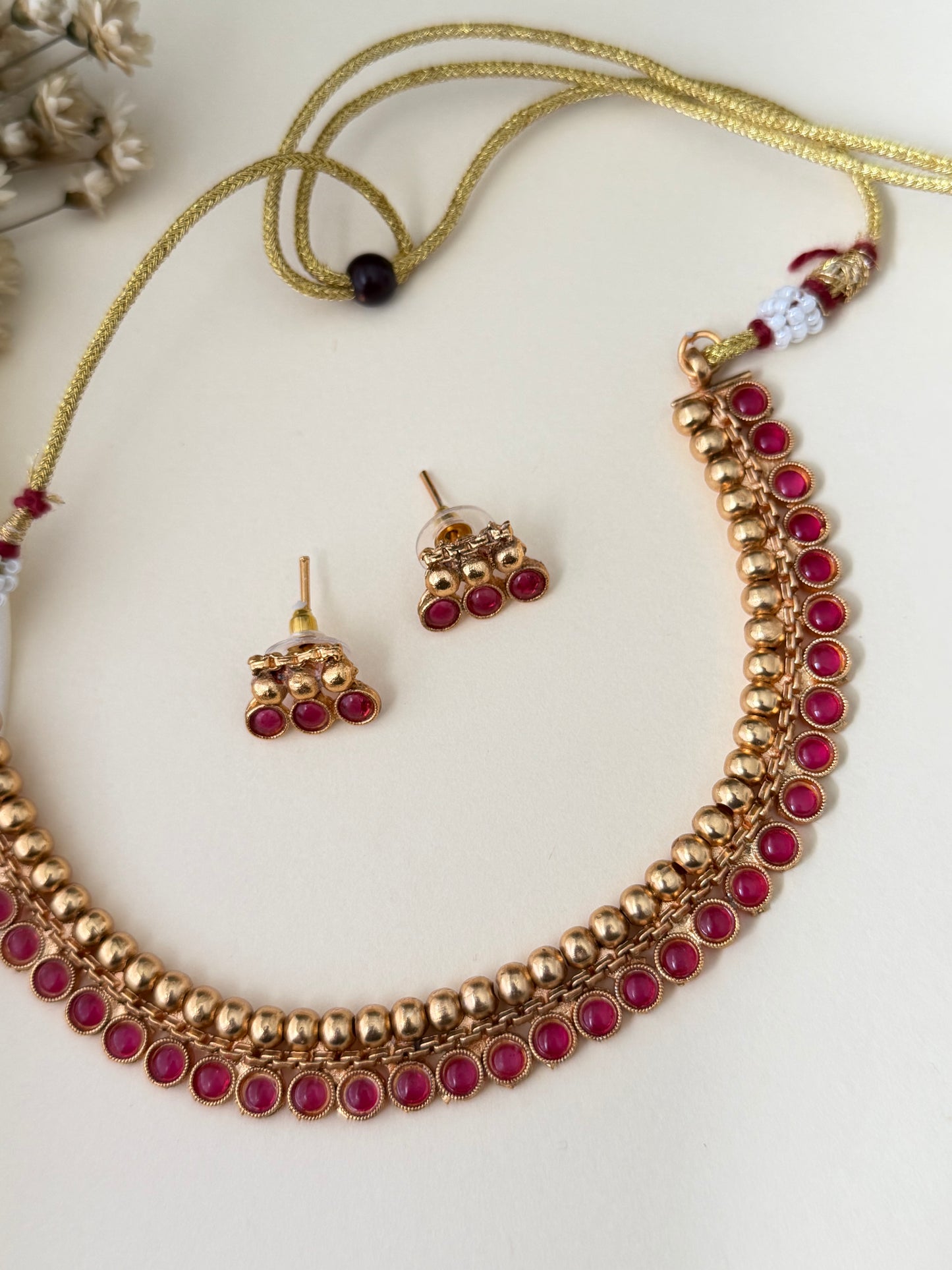 Kaavya V4 – Ruby Red Traditional Necklace Set