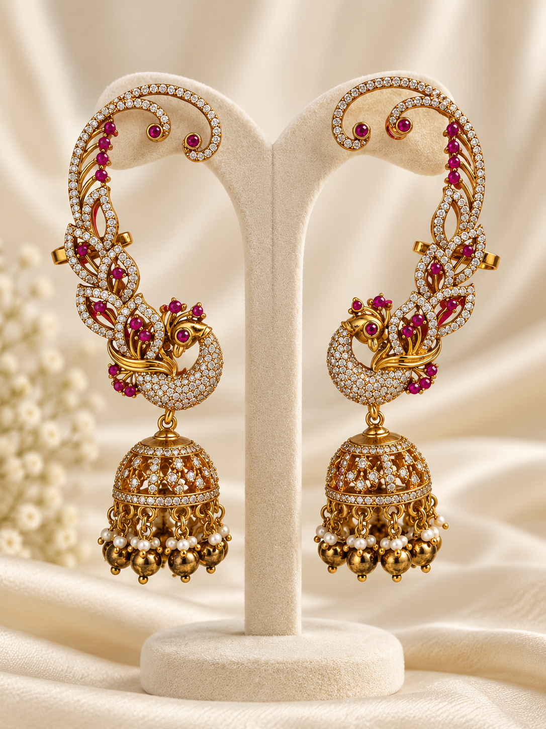 Morni V2- Premium Peacock Statement Ear Cuff Jhumka Earrings (Copy)