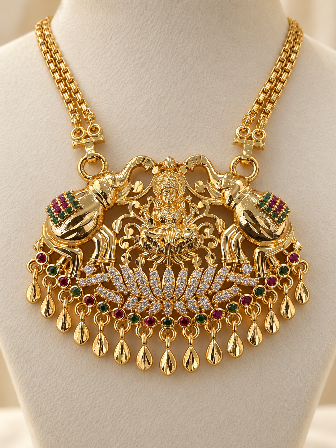 Arulmozhi – Premium Micro-Plated Lakshmi Haaram | Temple Necklace Australia