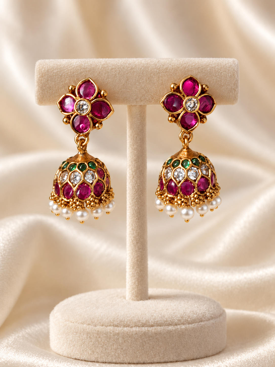 Papu – Kids premium Kemp Stone Jhumka Earrings