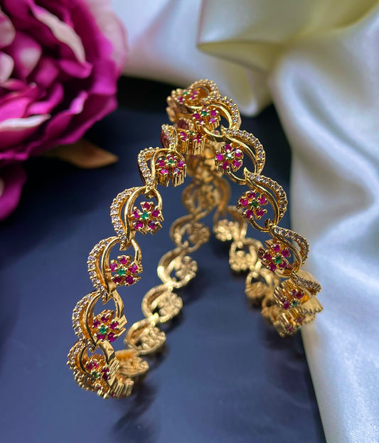 Gold plated bangles with cubic zirconia stones 